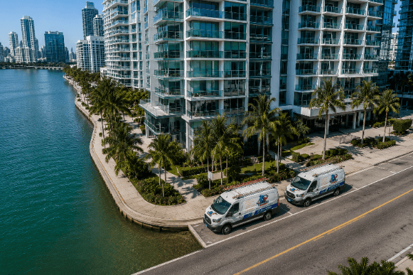 A-1 Elevator service vans at a South Florida high-rise property
